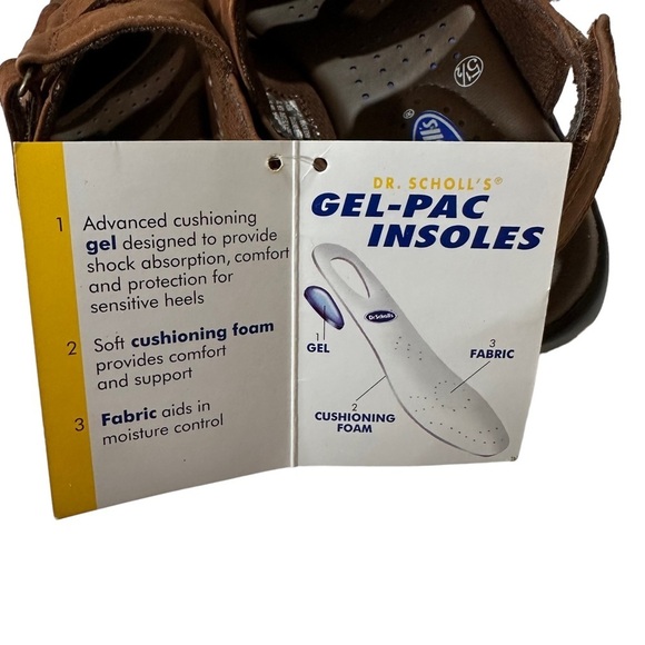 Dr. Scholl's Sissy Gel-Pack Insole Brown Leather Sandals Sz 5.5M Strappy NWT - Picture 8 of 11